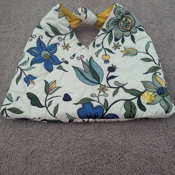 Tory Burch Zoe Quilted Tie Bag in Ivory Floral - Picture 11 of 15